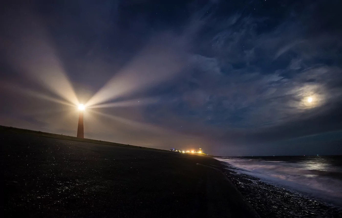 A Lighthouse at night
